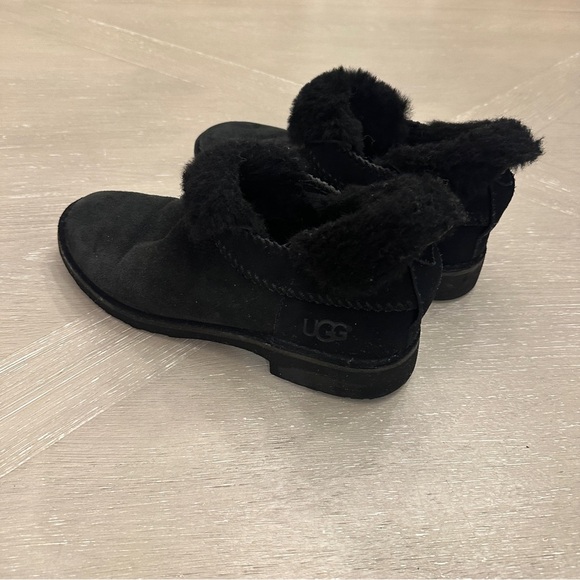 UGG Black Ankle Boots with Furry Pom-Pom - Picture 7 of 10